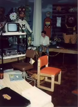 CEI Betamax - TV and Betamax player wheeled out in the showroom for diagnostics.avif